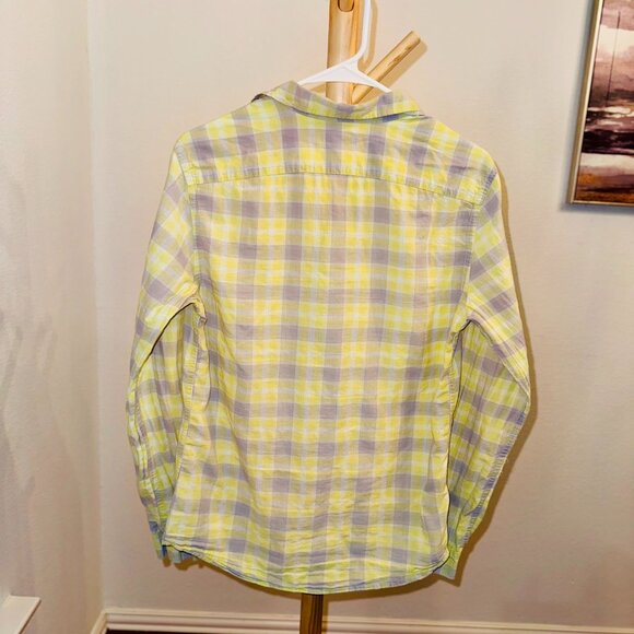 GAP Slim-Fit Plaid Button-Down Shirt – Yellow/Grey, Size Small - Picture 3 of 3